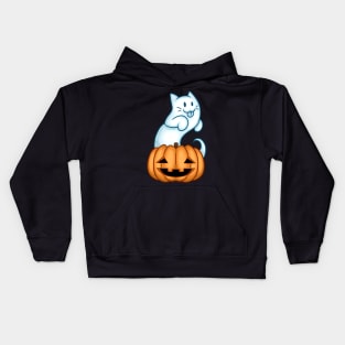 Cat Ghost and Pumpkin Kids Hoodie